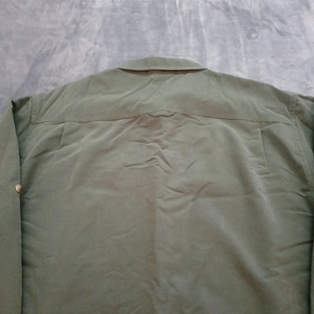 The North Face Shirt‎ Mens XXL Green Long Sleeve Button Down Zip Pocket A412